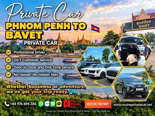 Phnom Penh to Bavet Private Car